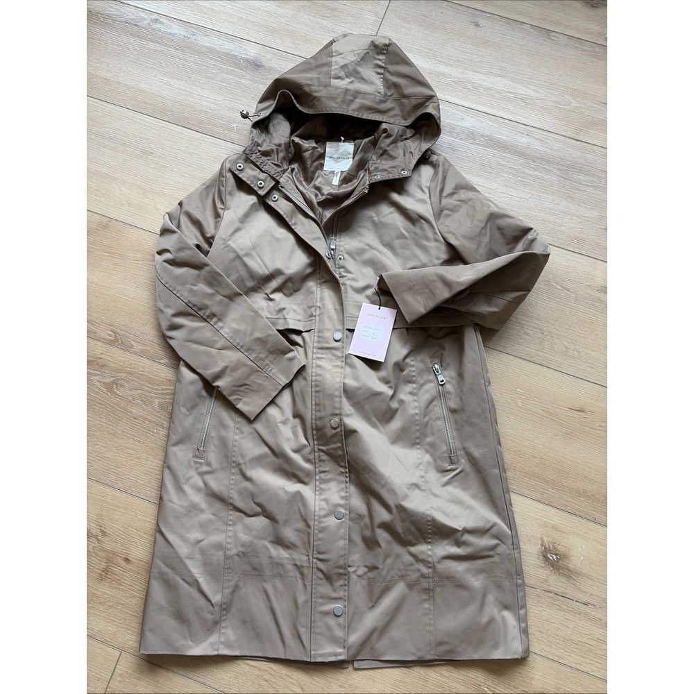 Avec Les Filles Hooded Trench Coat Taupe Brown utility Jacket Women Medium
